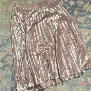 Pink velvet midi skirt